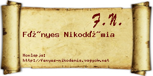 Fényes Nikodémia névjegykártya